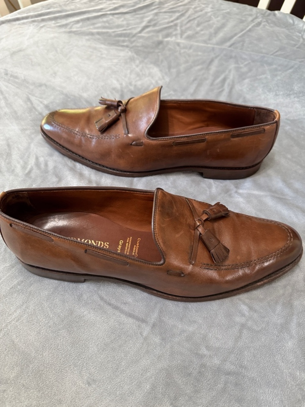 Allen Edmonds Grayson Tassel Loafer Leather Cork Insoles Mens 15 B Walnut Brown - Picture 14 of 16
